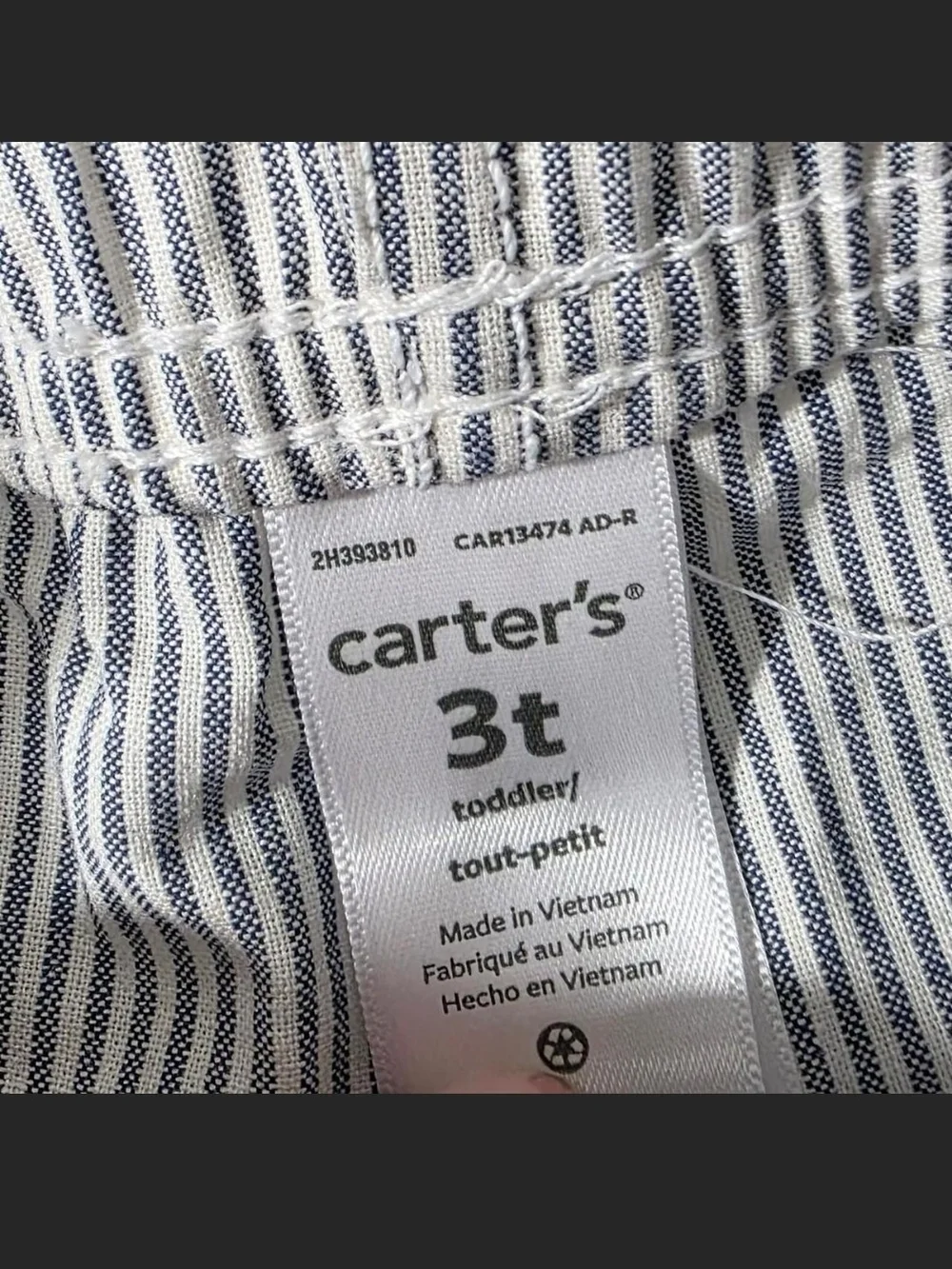 Carter's Toddler Seersucker-Style Striped Shorts in White & Navy